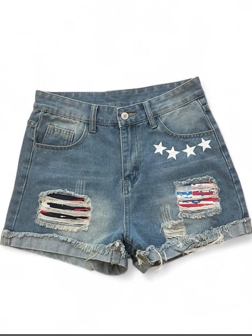 Blue Jean Shorts with Stars and flags Size M